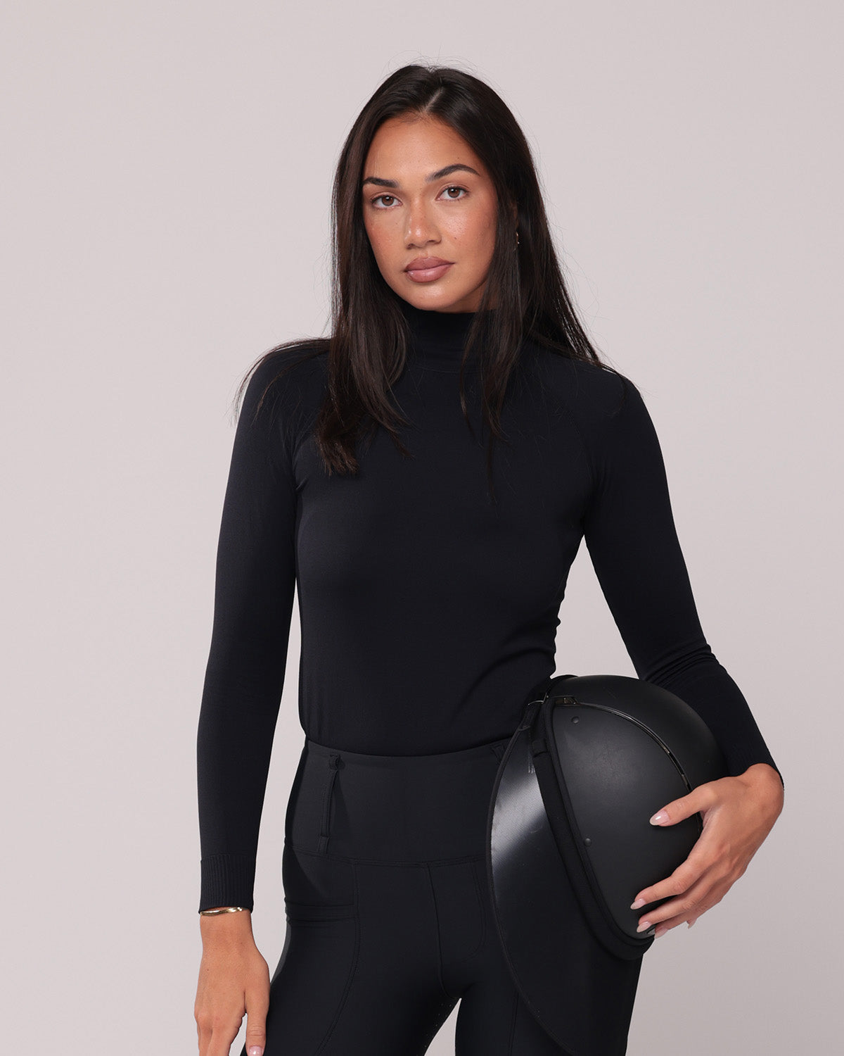 Mia Mock Neck Long Sleeve - Black