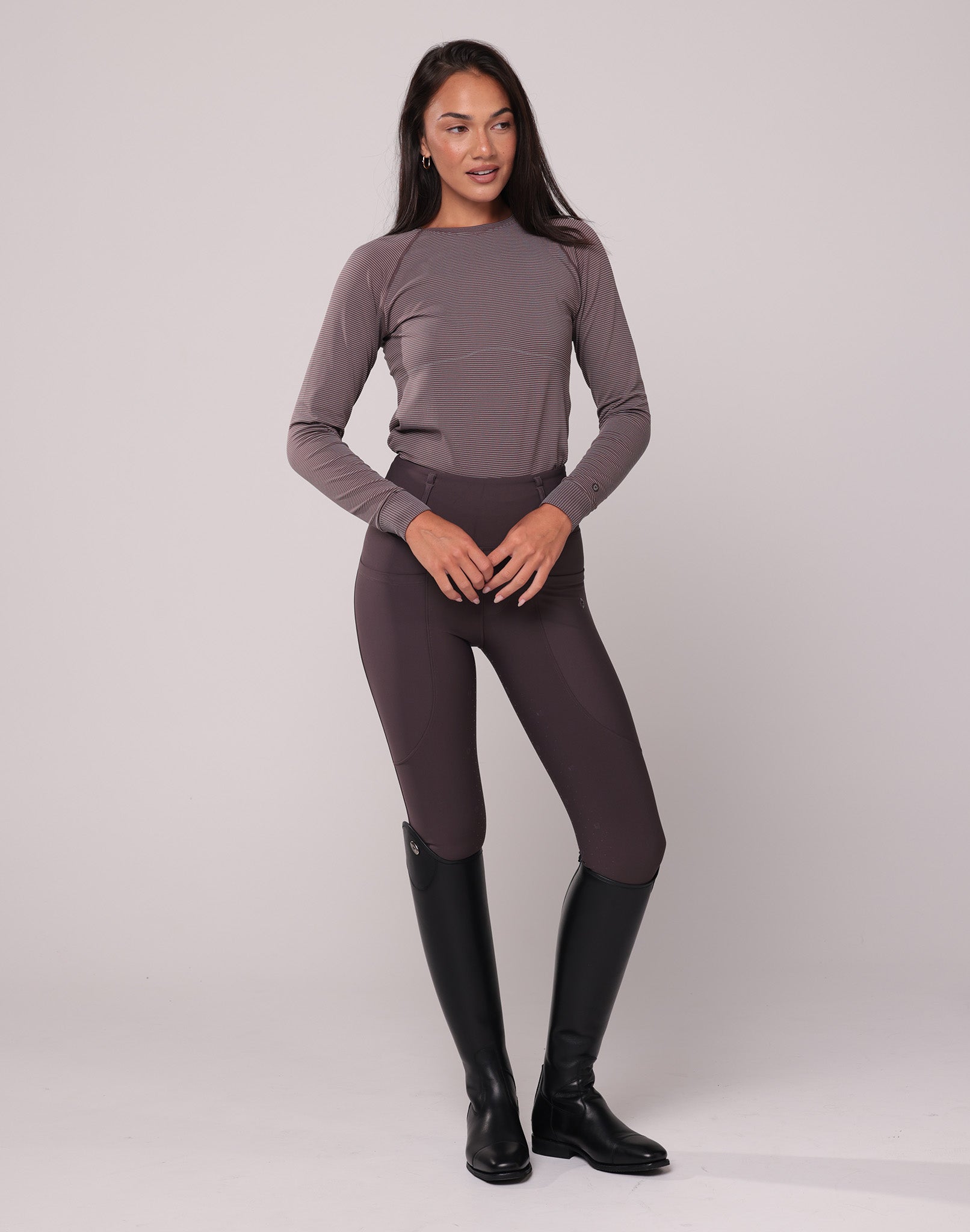 Ela Seamless Long Sleeve - Brown Stripe