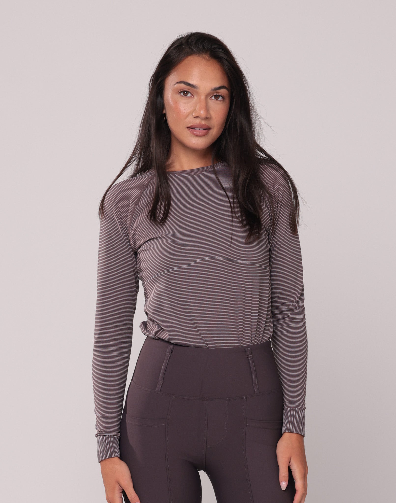 Ela Seamless Long Sleeve - Brown Stripe